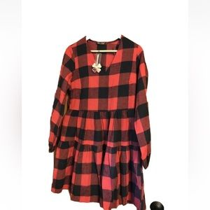 Fancyinn Women’s Flannel Dress size small Red And Black Plaid
